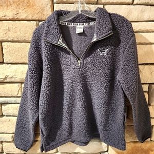 Victoria's Secret PINK Gray 1/4 Zip Pullover Size Small